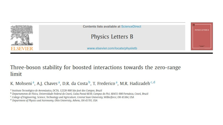 Graduate student Kamyar Mohseni publishes in Physics Letters B